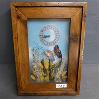 Wooden Framed Butterfly Clock