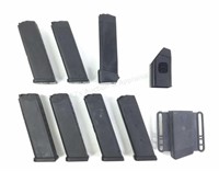 (9pc) Glock 9mm Pistol Magazines, Speed Loader