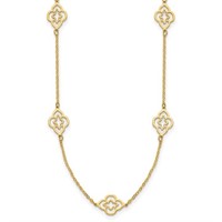 14K Polished Floral Station Modern Necklace