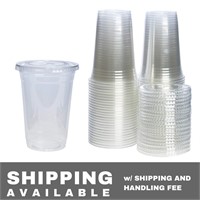 Comfy 20 oz.100 Sets Clear Plastic Cups Flat Lids