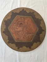 Large Round Victorian Lady Handmade Pyrography