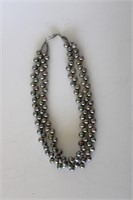 10K White Gold Tahitian Pearl Necklace 18.5" Long