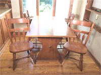Cherry Finish Trestle Table with (4) Chairs