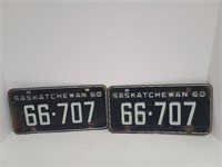 Two 1960 Sask. License Plates