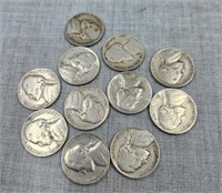 11- Assorted 1940s, 50's nickels/ 1950 National