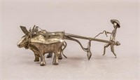 Vintage Silver-plated Man Water Buffalo Sculpture