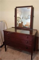 Vintage Dresser w Mirror and Glass Top Protector