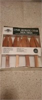 Two pair aromatic Cedar shoe trees, new in box,