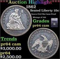 Proof ***Auction Highlight*** 1862 Seated Liberty
