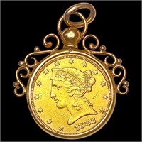 1882 US $5 Gold Coin in Bezel HIGH GRADE