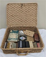 Bridge Cards and Game Set in Wicker Case