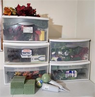 (5) Drawer Containers of Floral Supplies