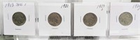 4 BUFFALO NICKELS 1913 TYPE 1 1921 1923-S 1924-D