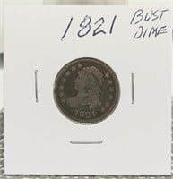 1821 F CAPPED BUST DIME