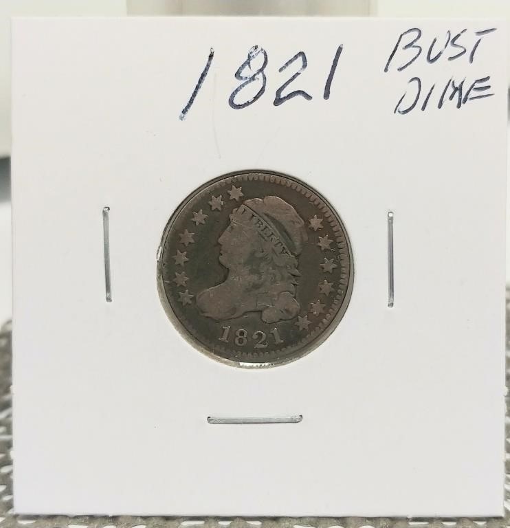 1821 F CAPPED BUST DIME