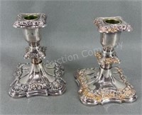 Old English Heavy Silverplate Candlesticks