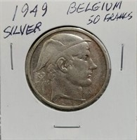 1949 BELGIUM SILVER 50 FRANCS