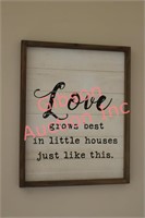 Love Grows Wooden Sign