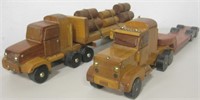 Wood Toy Semi Trucks With Attachable Trailers