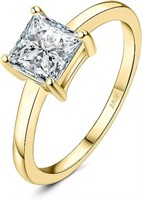 Gold-pl 1.00ct White Sapphire Solitaire Ring