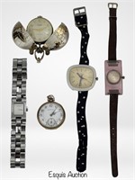 Vintage Lady's Wrist Watches, Pocket Watch & Novel
