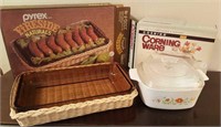 Pyrex Fireside and Corning Ware casserole