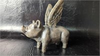 Iron Winged Pig Figurine Sculpture