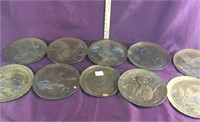 Lot of Vintage Solid Bronze Hanging Wall Plates