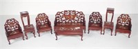 Suite Chinese miniature carved wood furniture