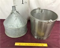 Stainless Steel Bucket, Large Galvanized Funnel
