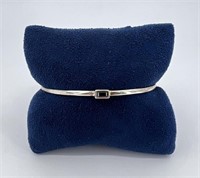 Thailand Sterling Silver Garnet Bangle Bracelet
