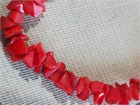 Awesome long necklace of RED CORAL beads
