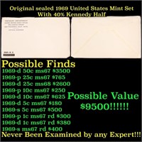 RARE SEALED United States Mint Set 1969 40% Kenned