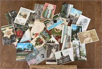 VINTAGE POSTCARDS-MOSTLY USED W/POSTAGE STAMPS