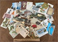 VINTAGE POSTCARDS-MOSTLY USED W/POSTAGE STAMPS