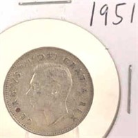 1951 Georgivs VI Canadian Silver Quarter