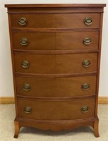BEAUTIFUL MAHOGANY BOW FRONT FIVE DRAWER CHEST