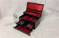 Simulated Leather Jewelry Chest & Contents