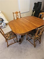 Dining Table w/ 4 Floral Padded Chairs