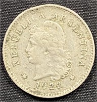 1922 - Argentina 10 cent coin