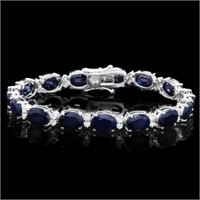 `14k Gold 40.00ct Sapphire & 1.50ct Diamond Bracel