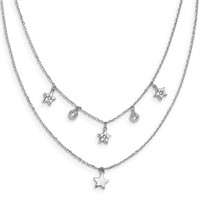 Sterling Silver Rhodium Plated Star Necklace