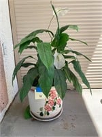 Large ceramic pot with artificial plant #96