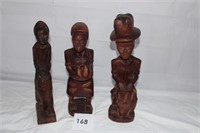 AFRICAN AMERICAN WOODEN FIGURES -15" & 13" TALL