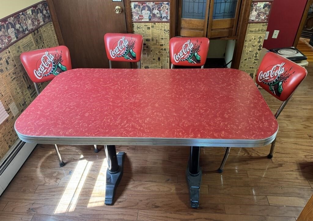 Vintage Art Deco Table and Coca Cola Chairs