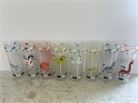 Vintage Libby Frosted Carousel Animal Glasses
