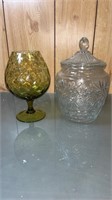 Vintage Anchor Hocking Lidded Jar & MCM Glass