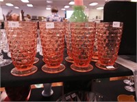 Eight Whitehall pattern 6" peach tumblers by