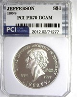 1993-S S$1 Thomas Jefferson PCI PR70 DCAM