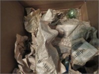 TOTE OF OLD GLASS ORNAMENTS - SOME BROKEN